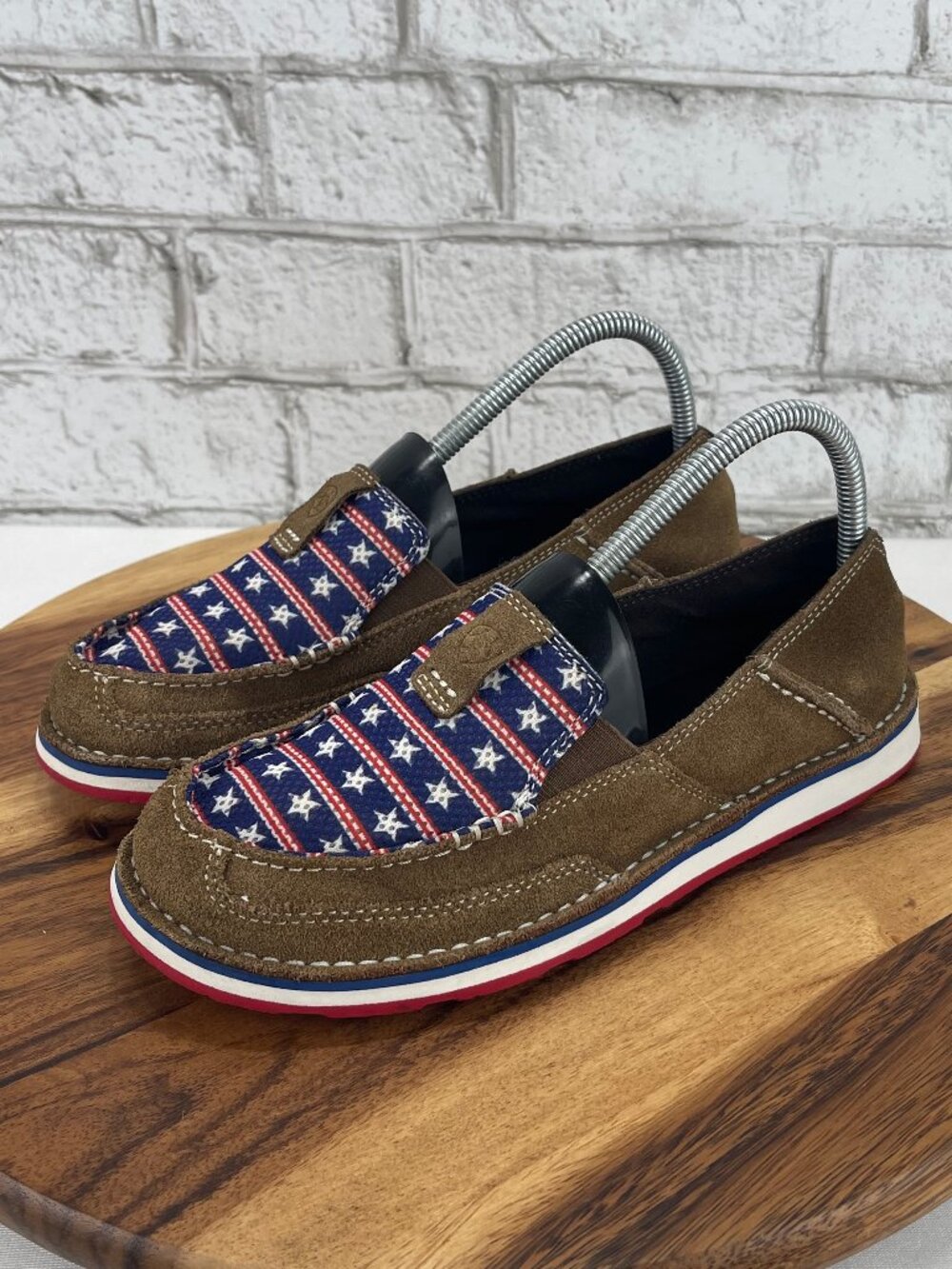 Ariat Patriotic Cruiser Womens 7.5 B Brown Suede Slip On Loafers 10021624